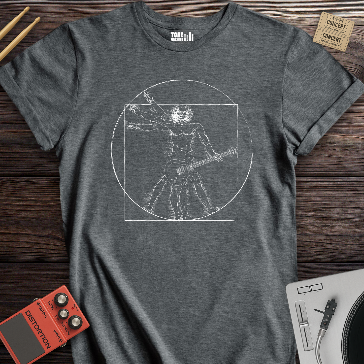 Vitruvian Guitar Man T-Shirt