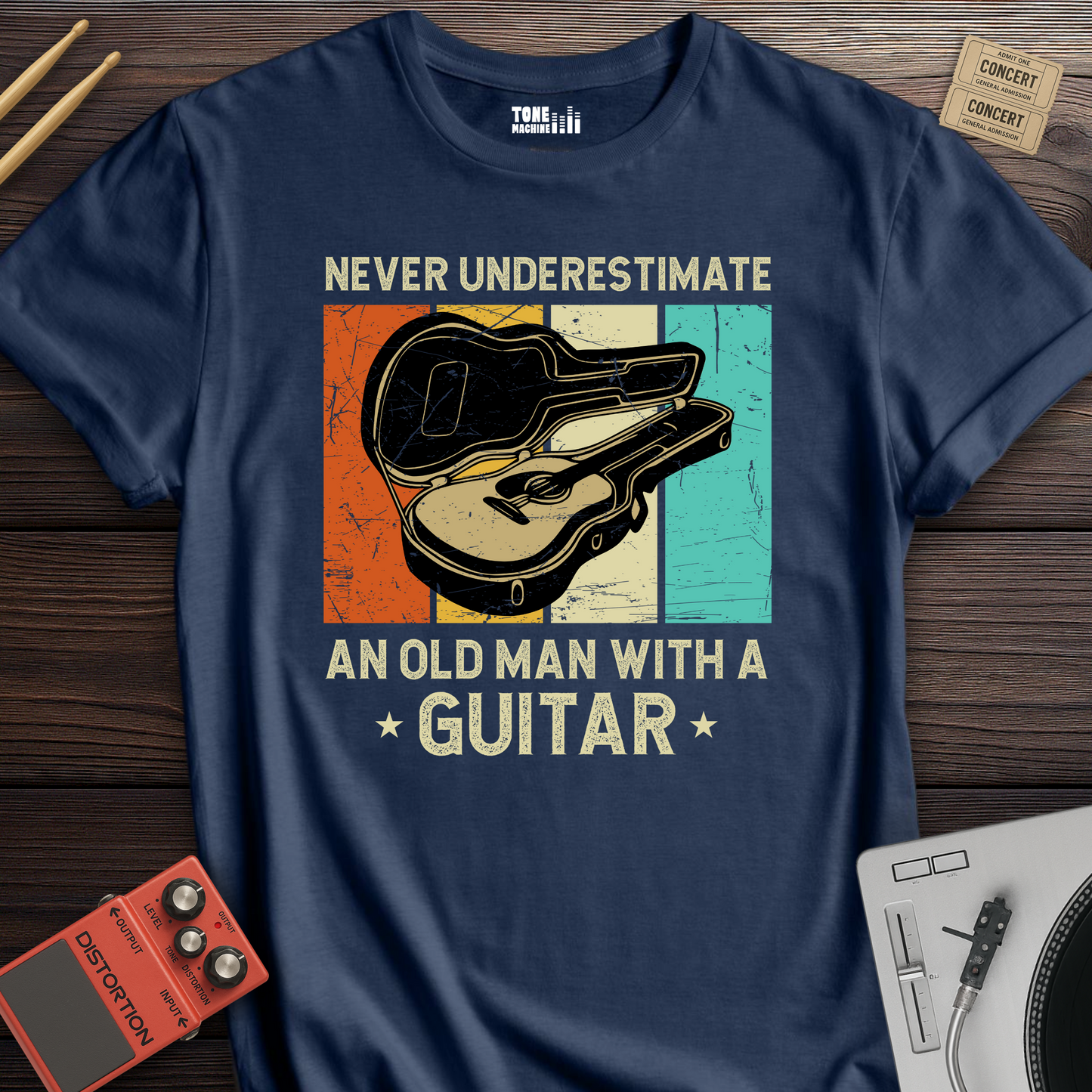 Never Underestimate An Old Man Guitar T-Shirt