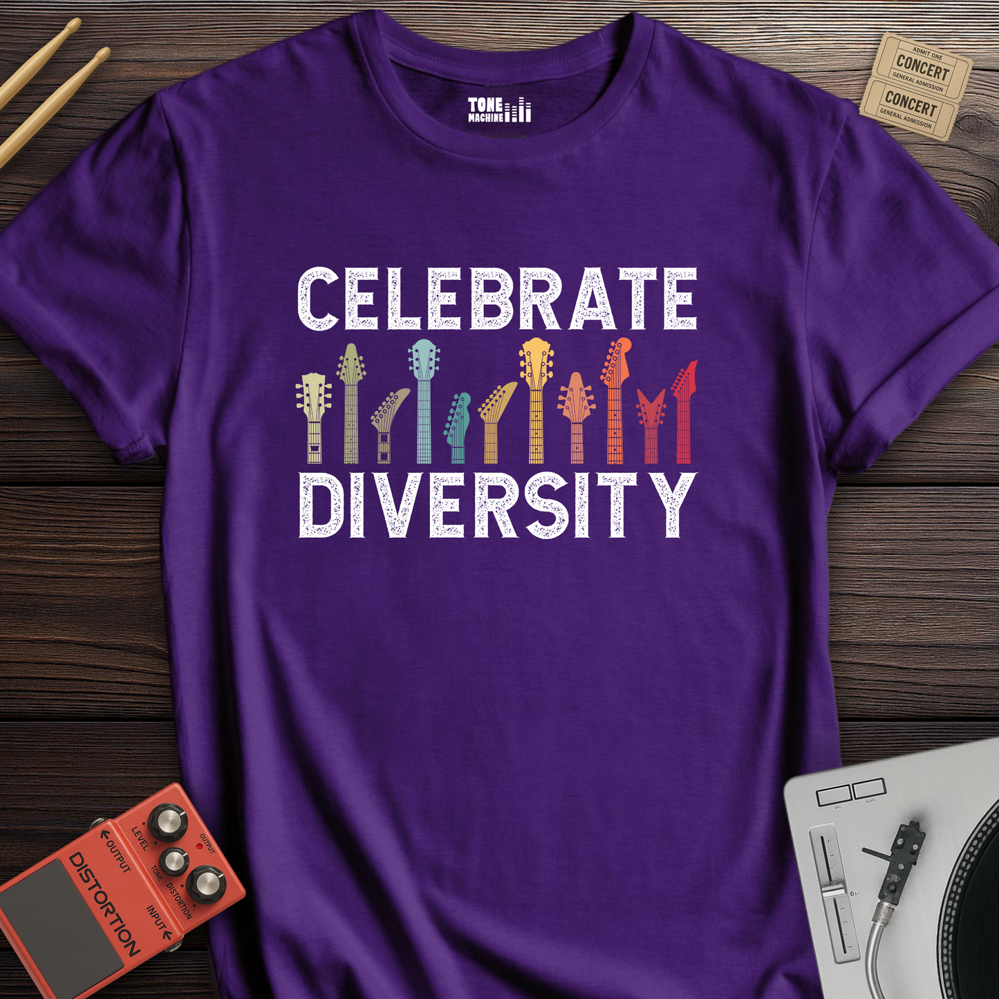 Celebrate Diversity Guitar T-Shirt