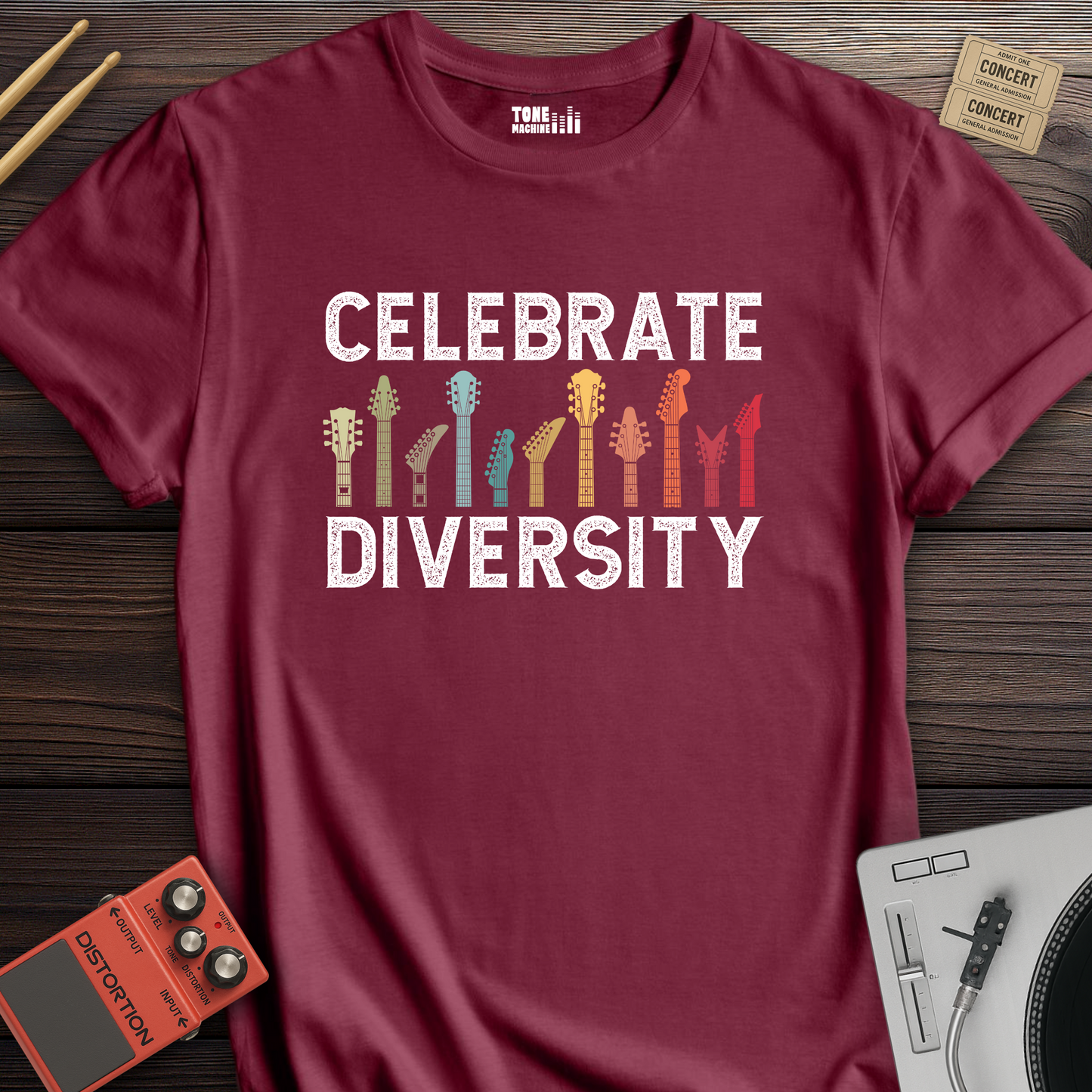 Celebrate Diversity Guitar T-Shirt