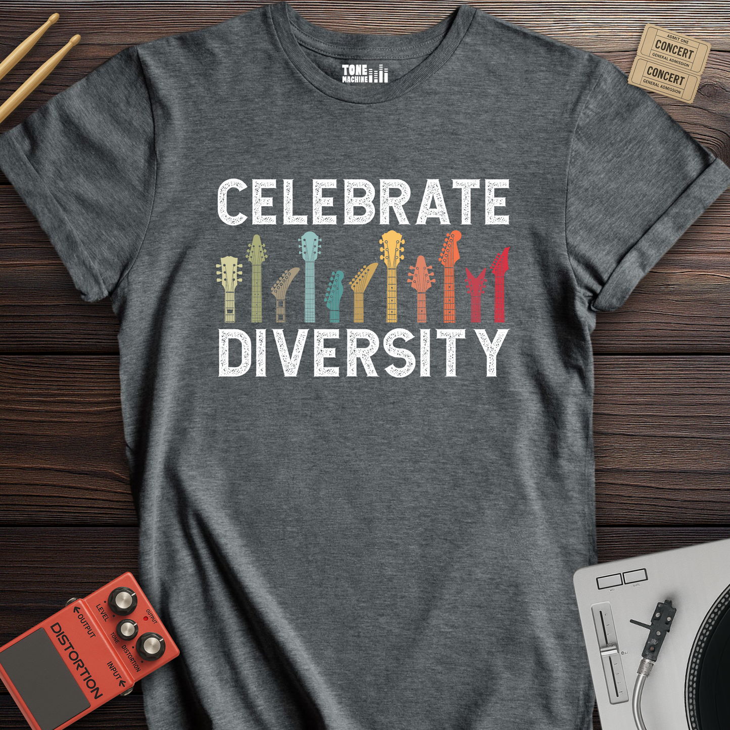 Celebrate Diversity Guitar T-Shirt