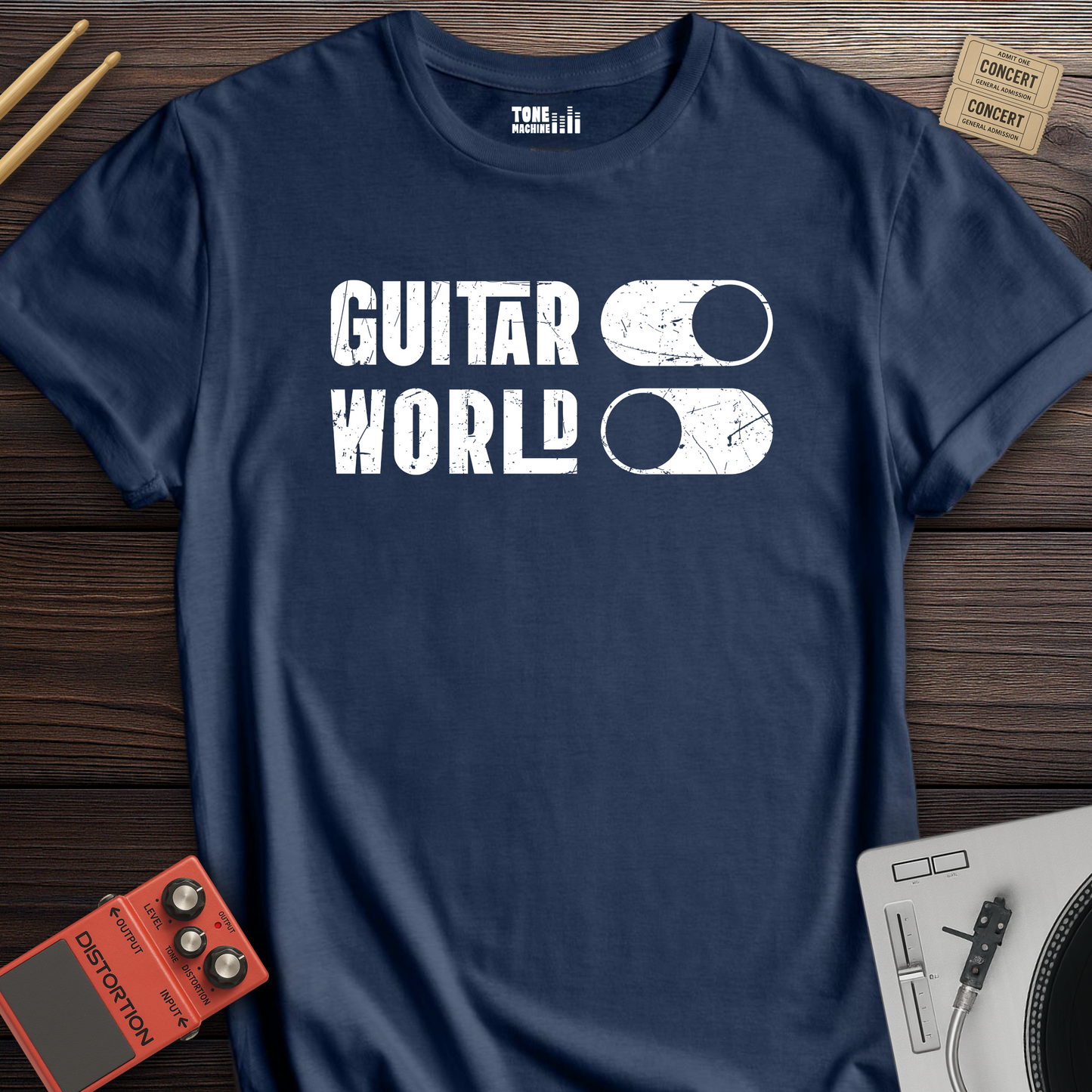 Guitar On World Off T-Shirt