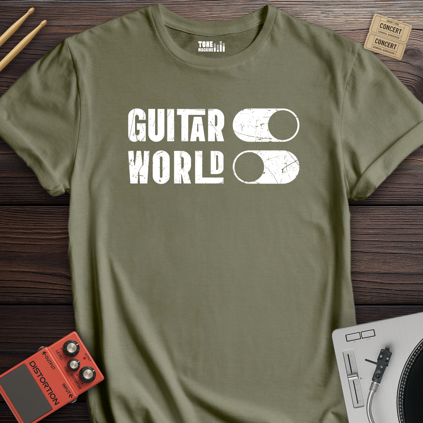 Guitar On World Off T-Shirt