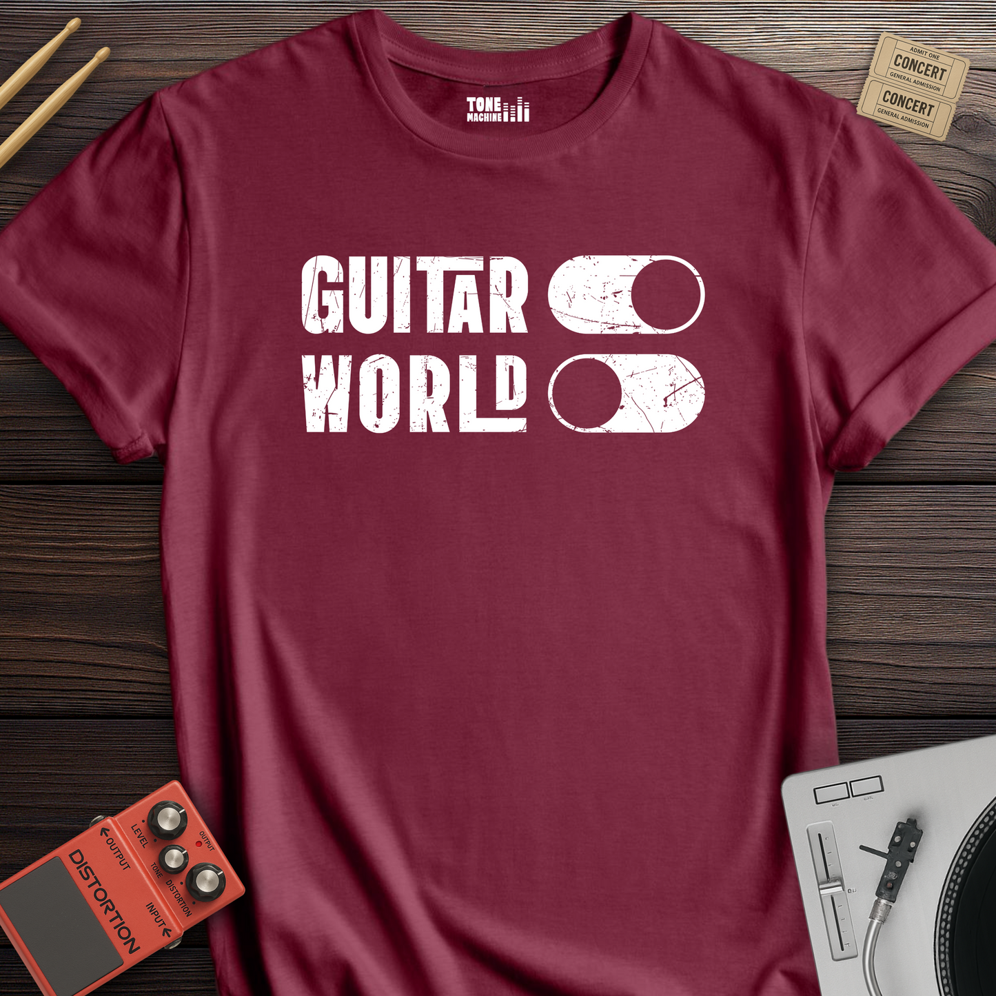 Guitar On World Off T-Shirt