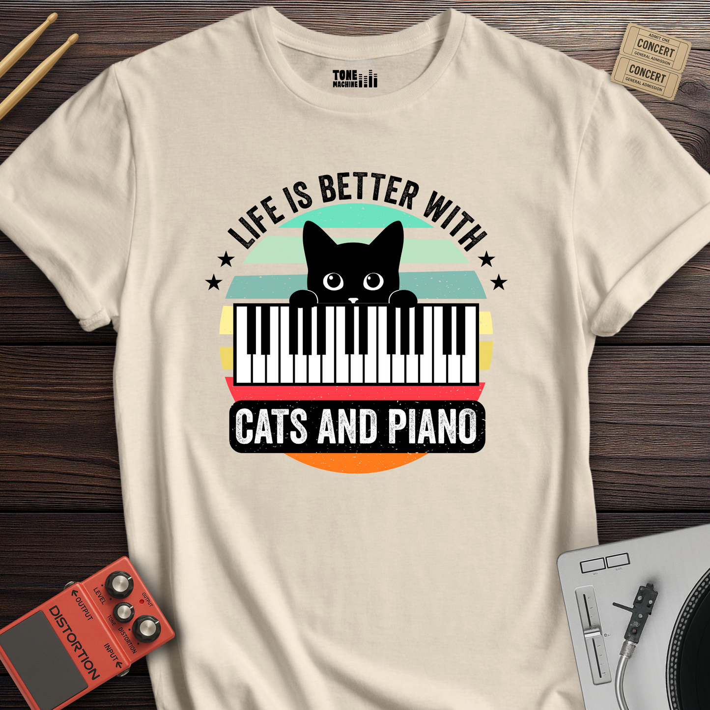 Life Is Better With Cats And Piano T-Shirt