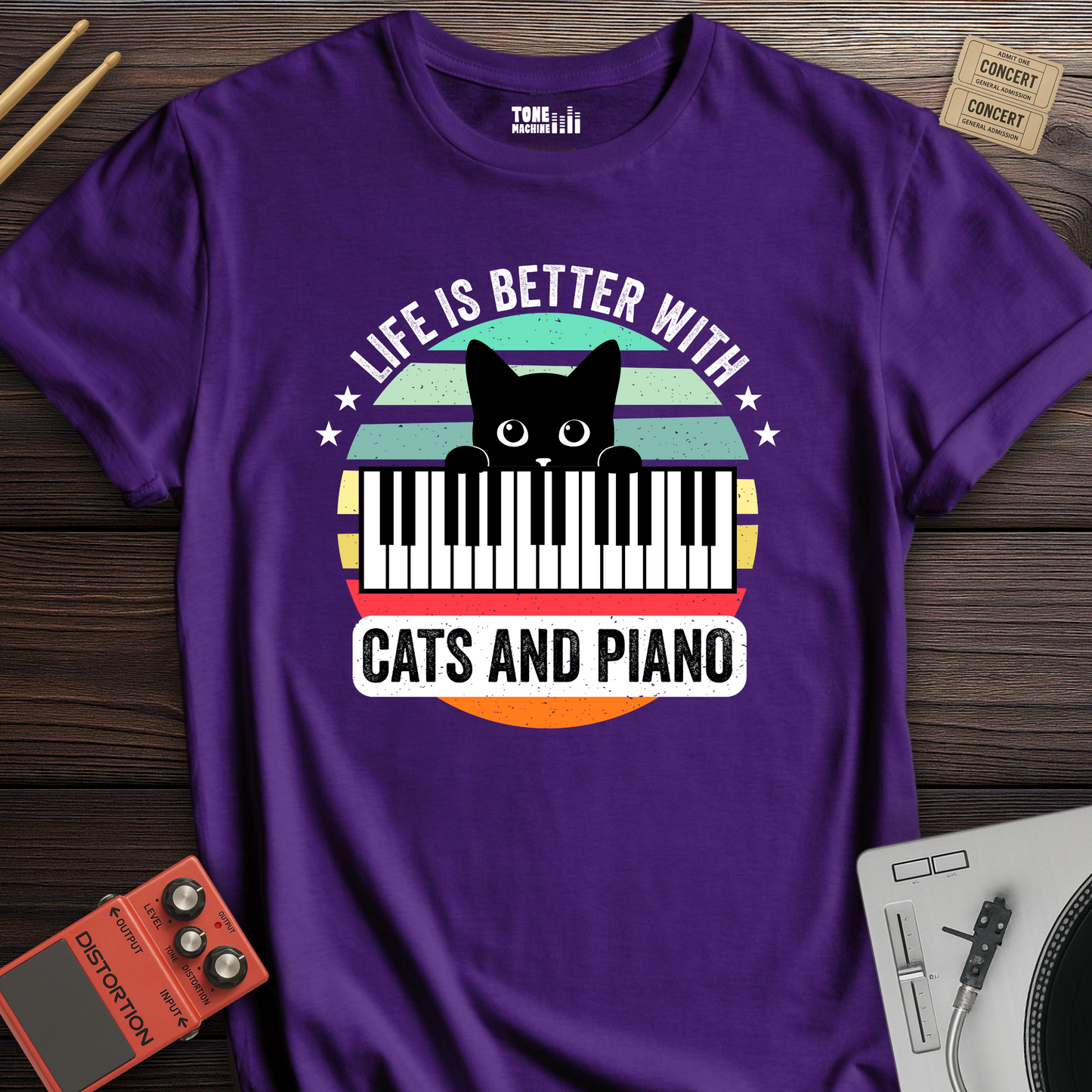 Life Is Better With Cats And Piano T-Shirt