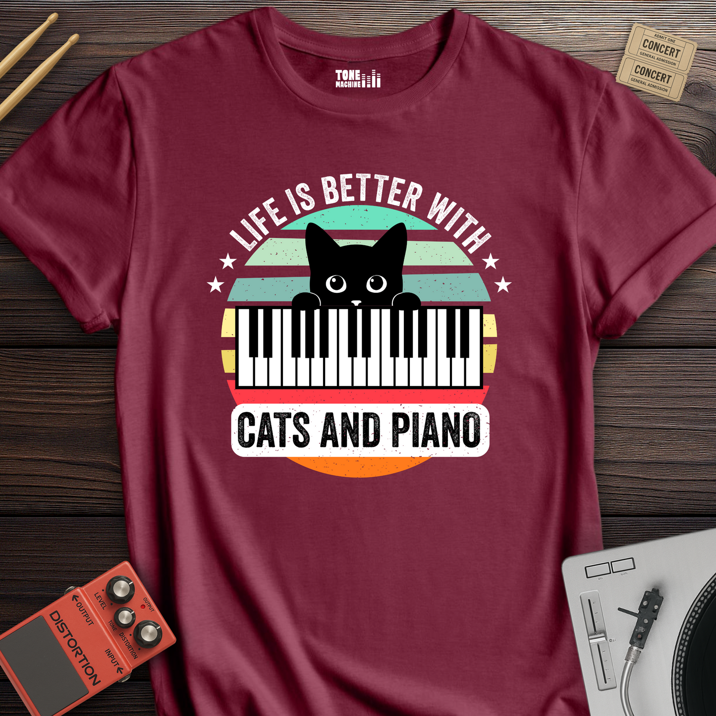 Life Is Better With Cats And Piano T-Shirt