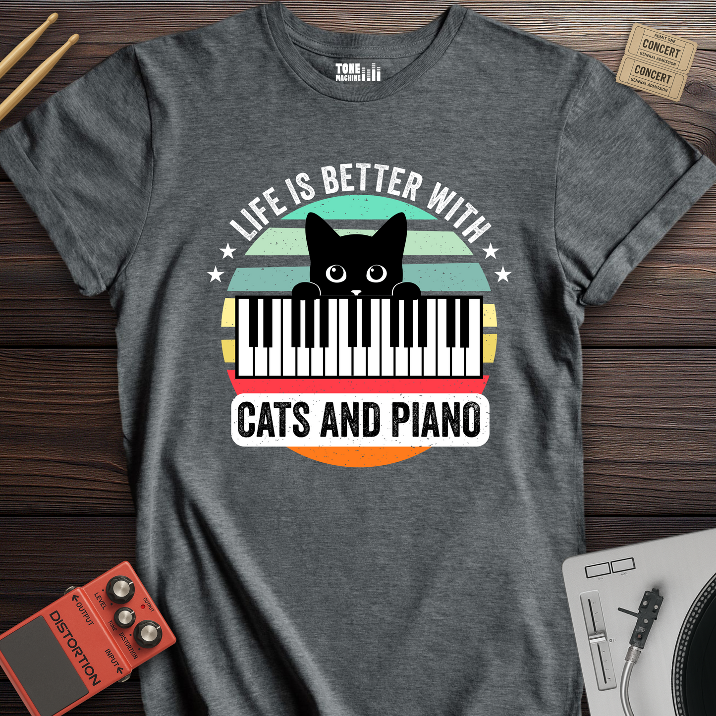Life Is Better With Cats And Piano T-Shirt