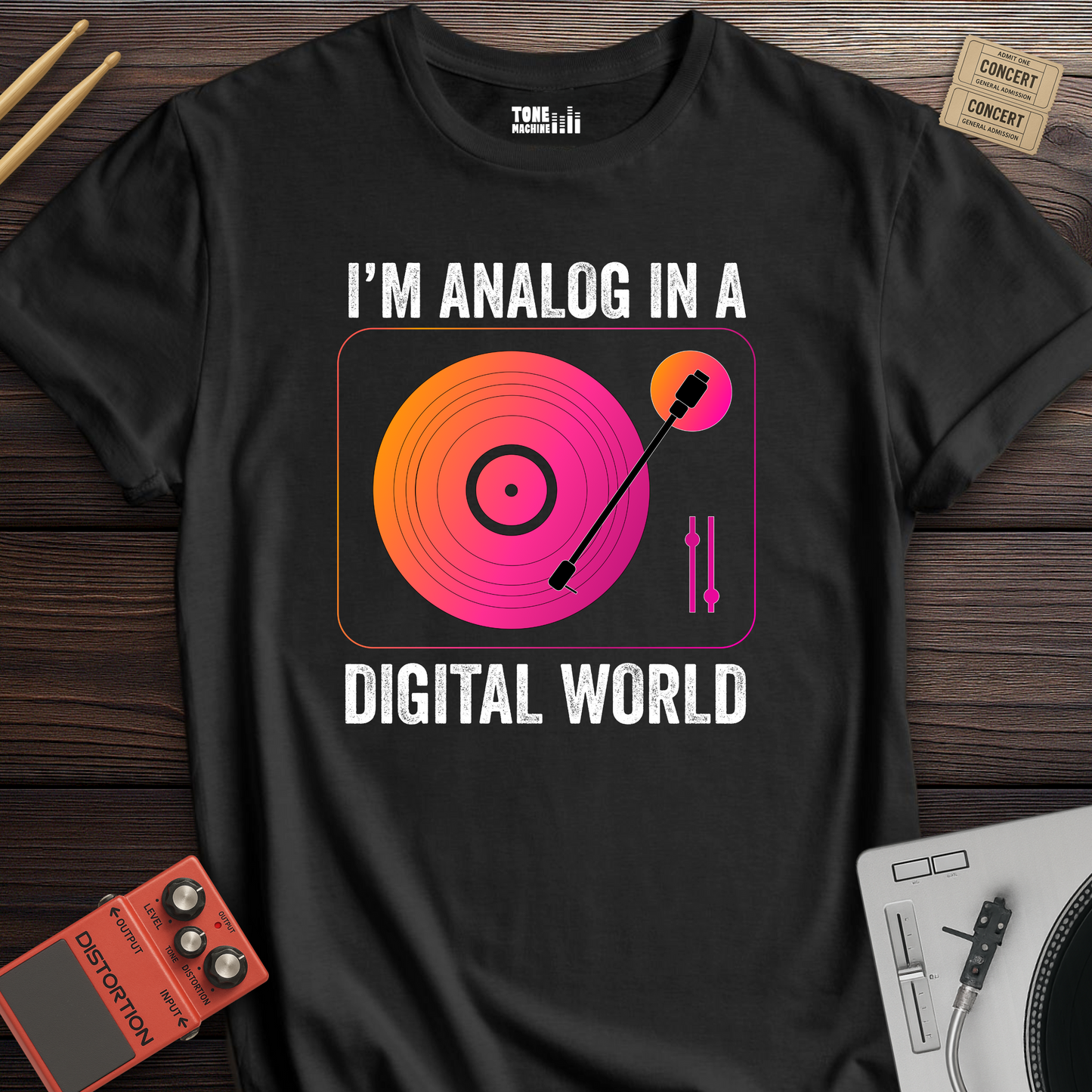 I'm Analog In A Digital World Vinyl T-Shirt