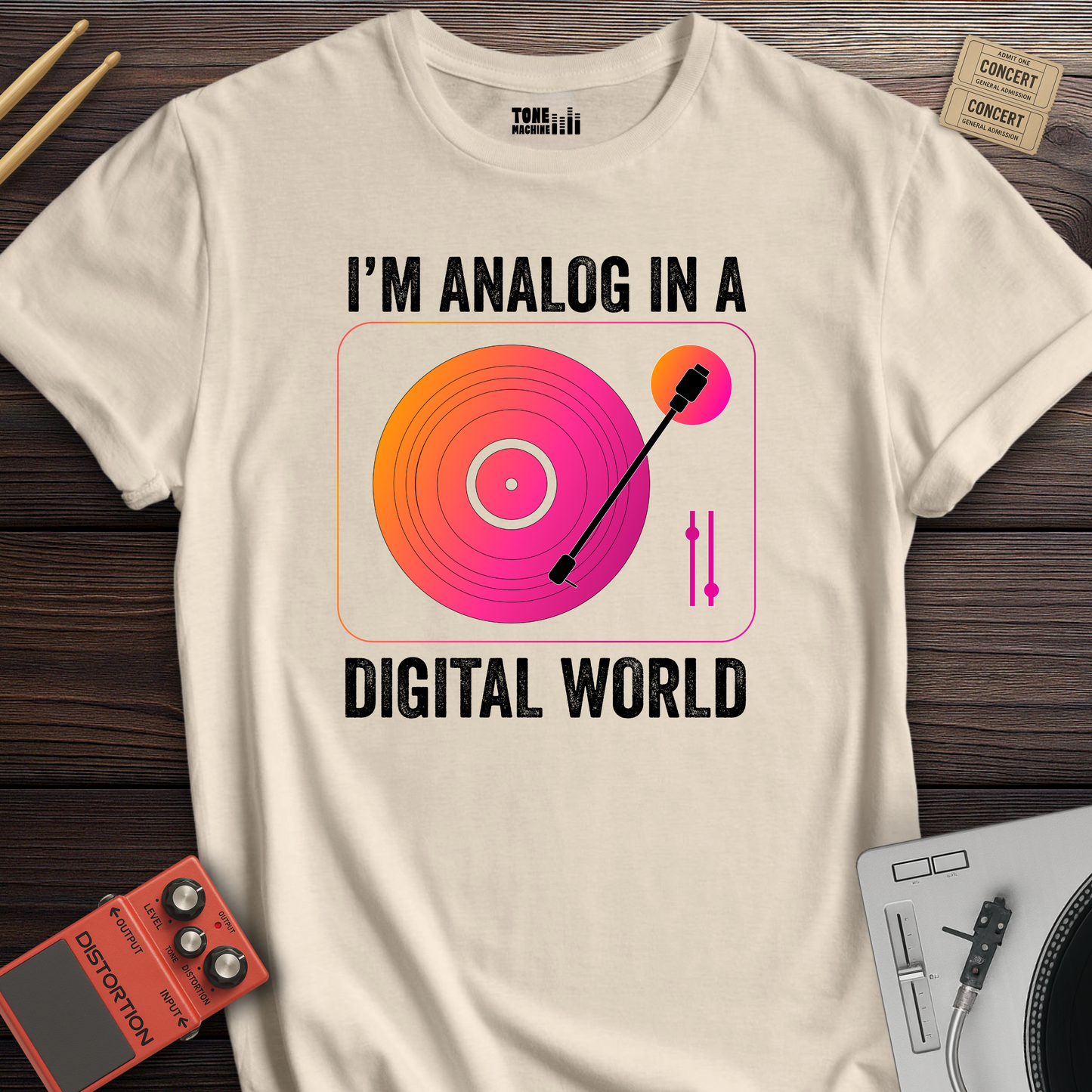 I'm Analog In A Digital World Vinyl T-Shirt