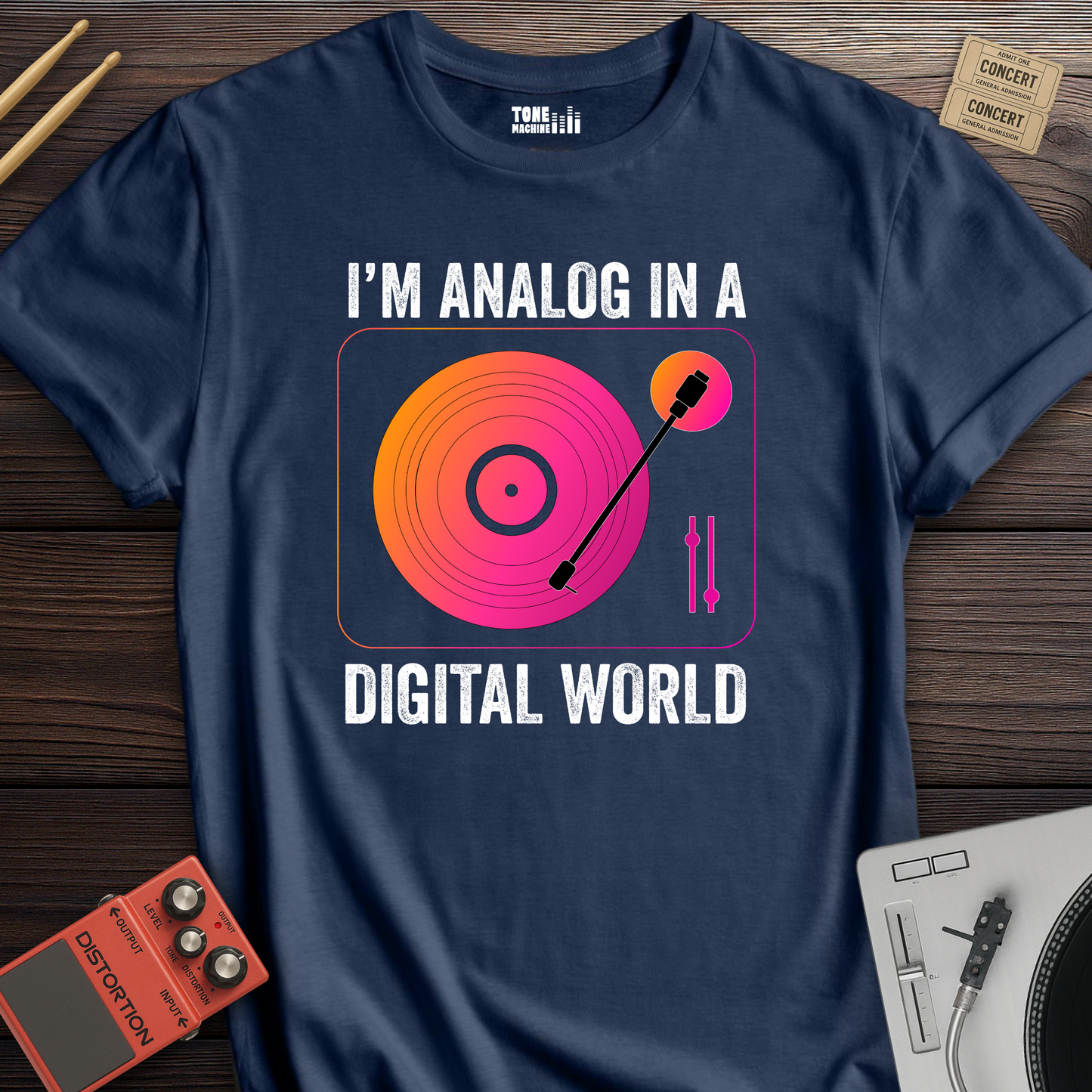 I'm Analog In A Digital World Vinyl T-Shirt