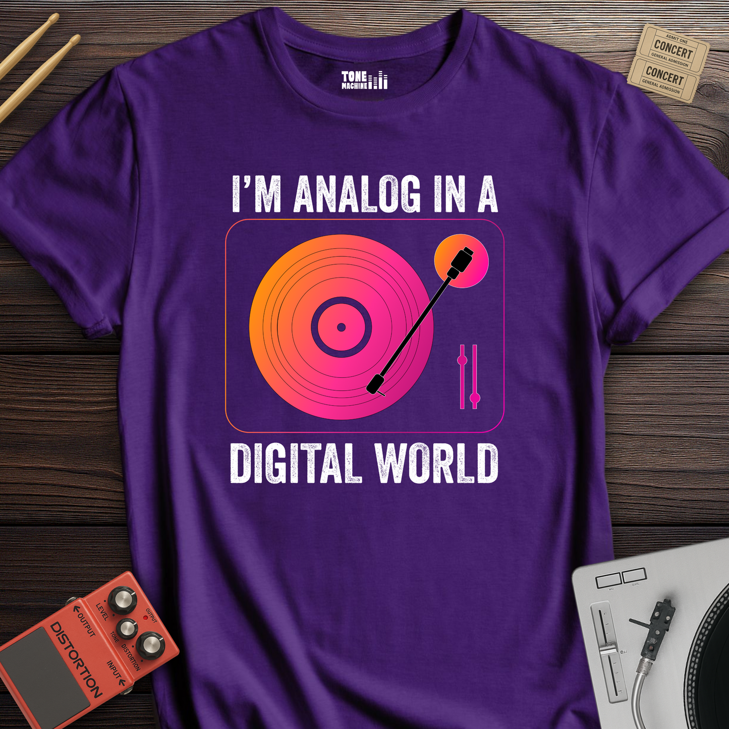 I'm Analog In A Digital World Vinyl T-Shirt