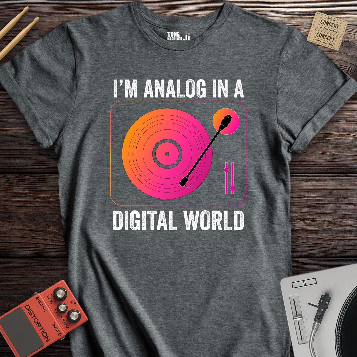 I'm Analog In A Digital World Vinyl T-Shirt