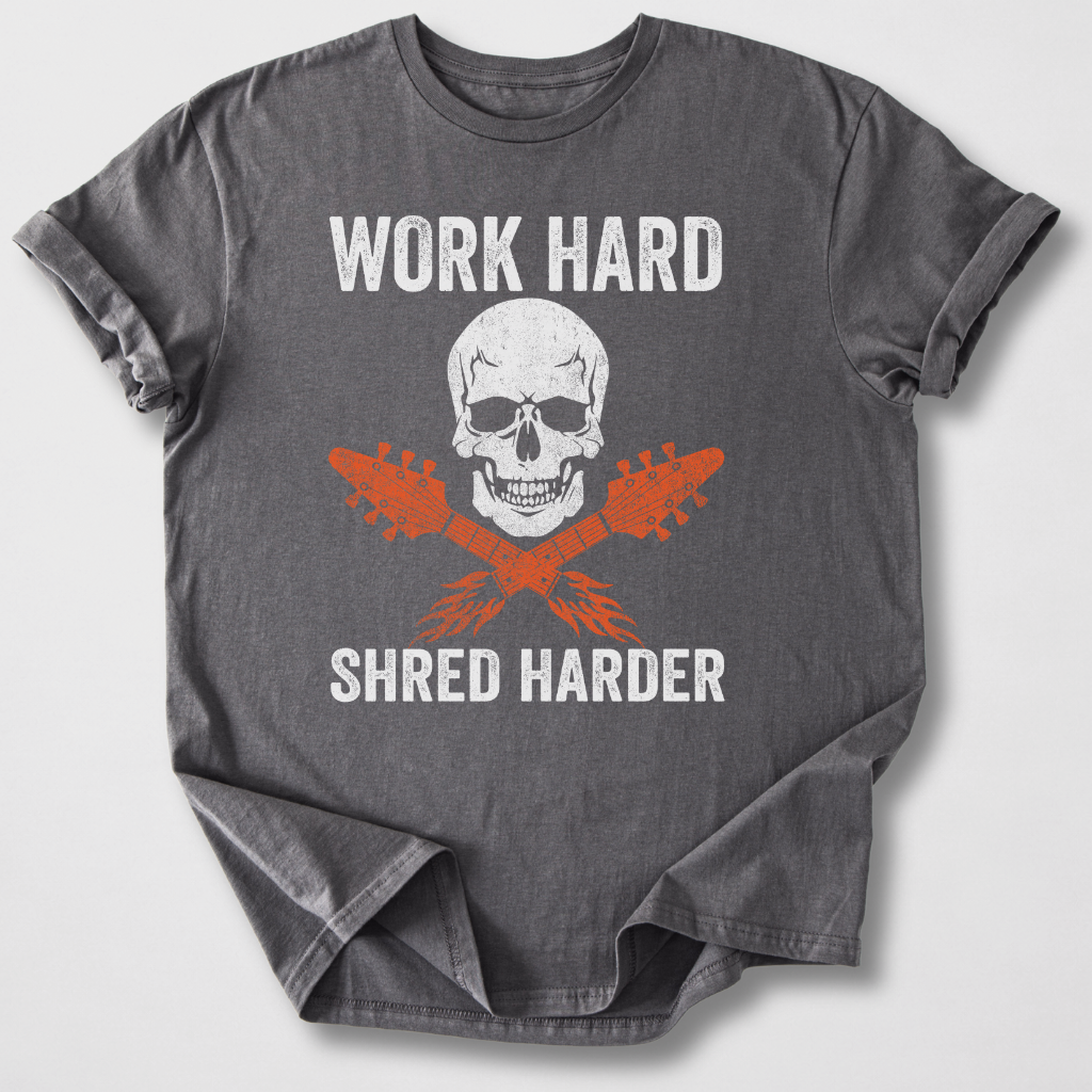 Work Hard Shred Harder Guitar T-Shirt