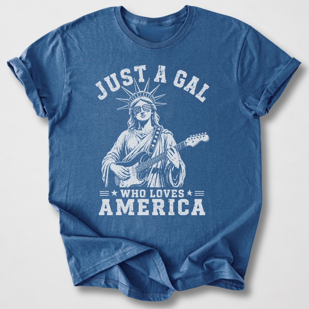 Just A Gal Who Loves America Guitar T-Shirt