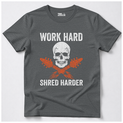 Work Hard Shred Harder Guitar T-Shirt