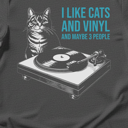 I Like Cats And Vinyl T-Shirt