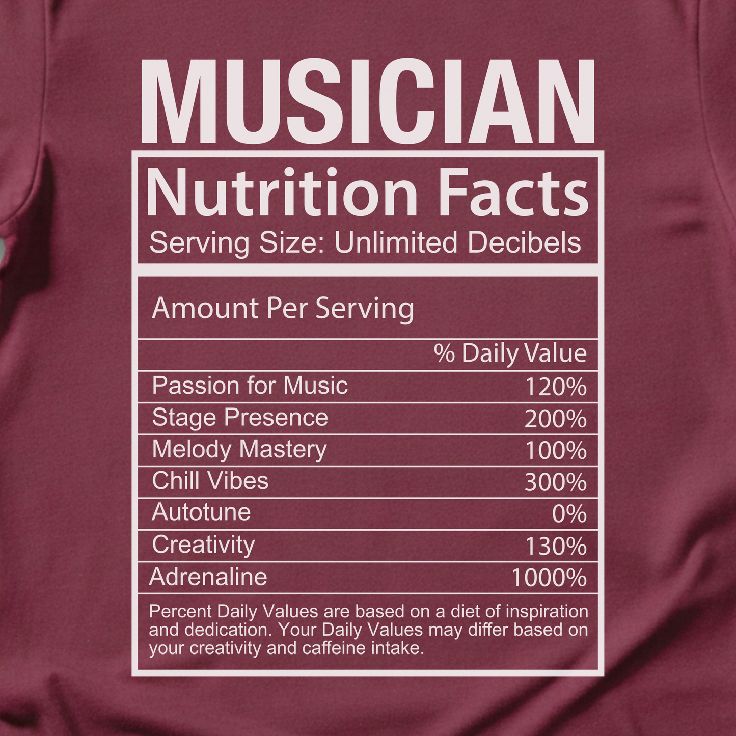 Musician Nutrition Facts T-Shirt