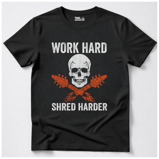 Work Hard Shred Harder Guitar T-Shirt