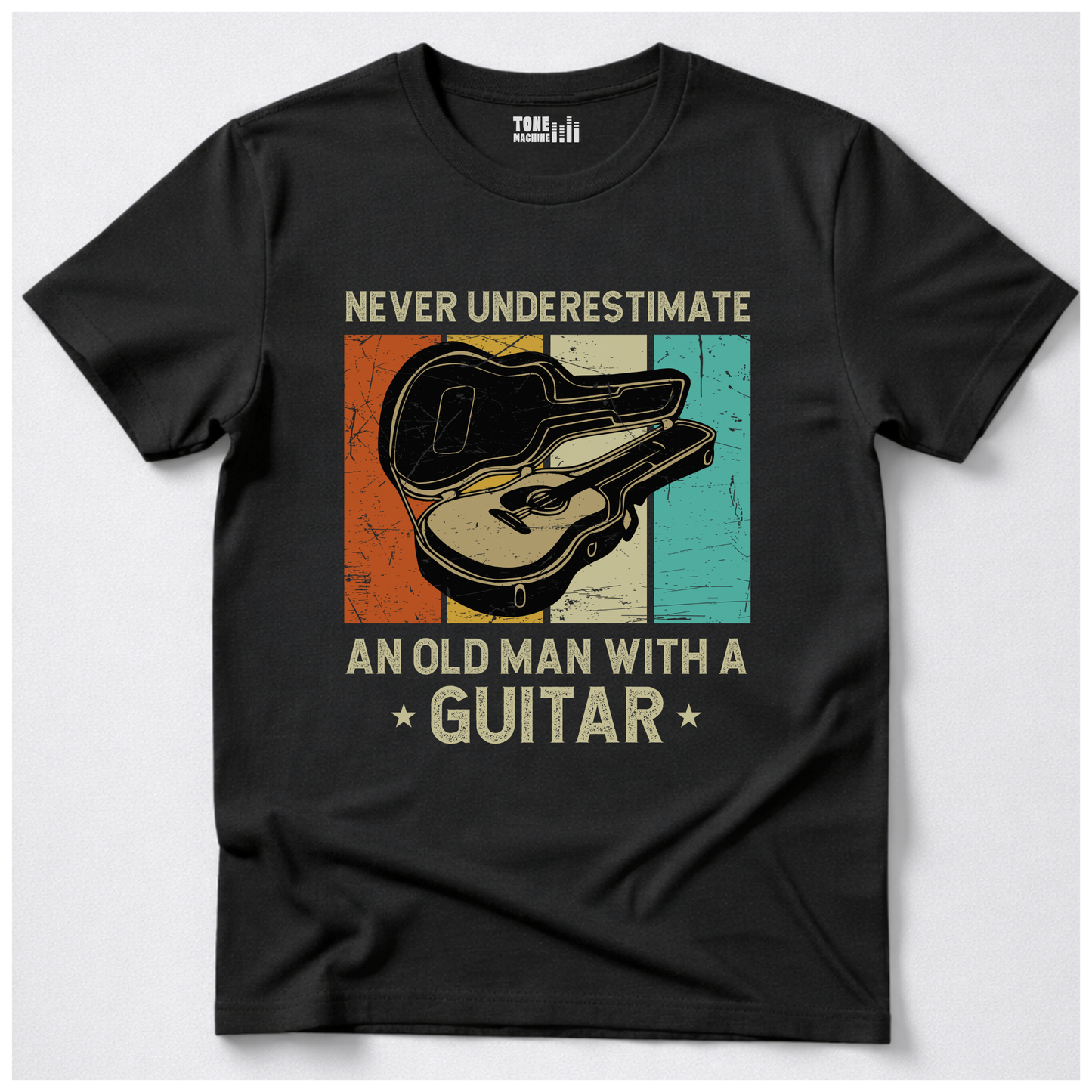 Never Underestimate An Old Man Guitar T-Shirt