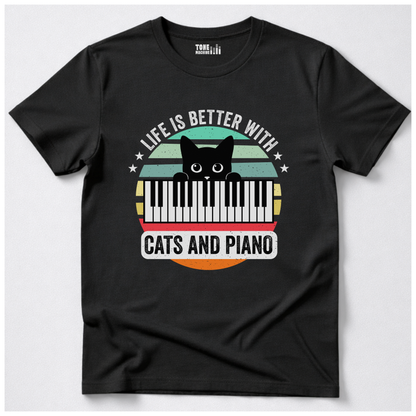 Life Is Better With Cats And Piano T-Shirt