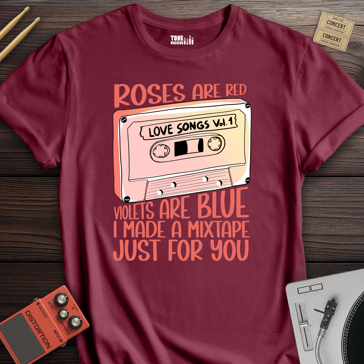 Roses Are Red Cassette Retro T-Shirt