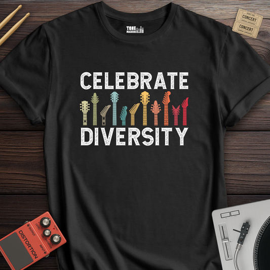Celebrate Diversity Guitar T-Shirt