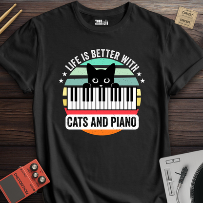 Life Is Better With Cats And Piano T-Shirt