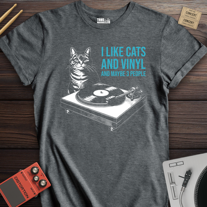 I Like Cats And Vinyl T-Shirt