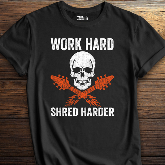 Work Hard Shred Harder Guitar T-Shirt