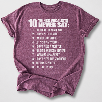 Vocalists Never Say T-Shirt