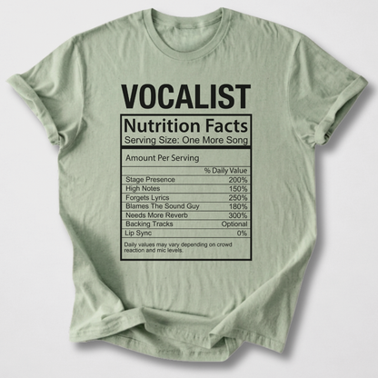 Vocalist Nutrition Facts T-Shirt