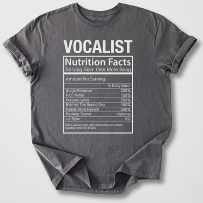 Vocalist Nutrition Facts T-Shirt