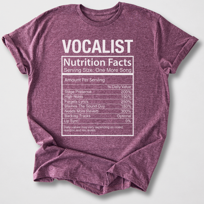 Vocalist Nutrition Facts T-Shirt