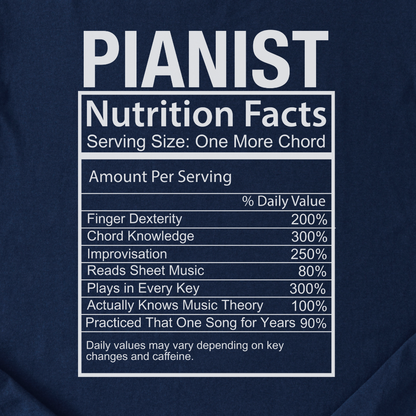 Pianist Nutrition Facts T-Shirt