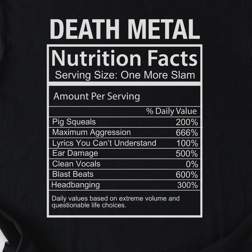 Death Metal Nutrition Facts T-Shirt