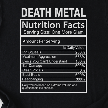 Death Metal Nutrition Facts T-Shirt