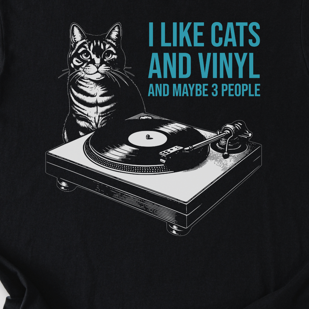I Like Cats And Vinyl T-Shirt