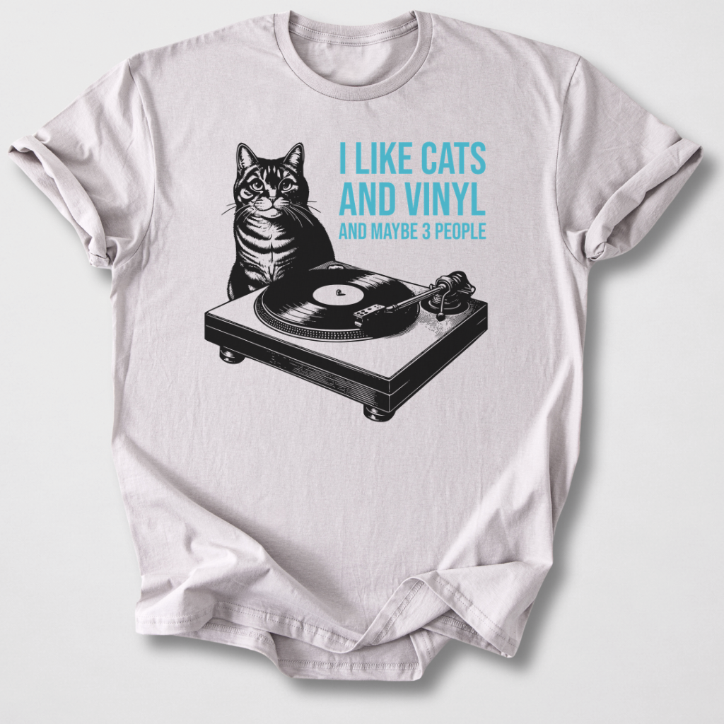 I Like Cats And Vinyl T-Shirt