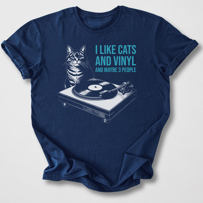 I Like Cats And Vinyl T-Shirt