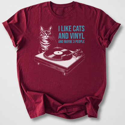 I Like Cats And Vinyl T-Shirt