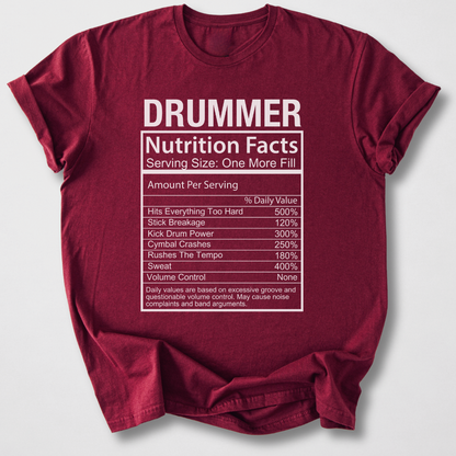 Drummer Nutrition Facts T-Shirt
