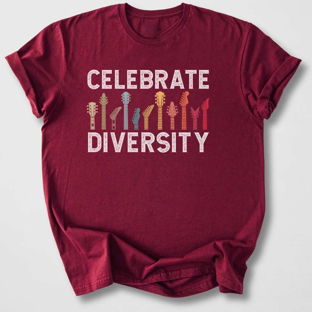 Celebrate Diversity Guitar T-Shirt