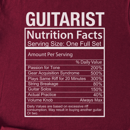 Guitarist Nutrition Facts T-Shirt