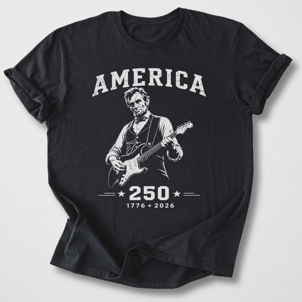 Lincoln Rocks America Guitar T-Shirt