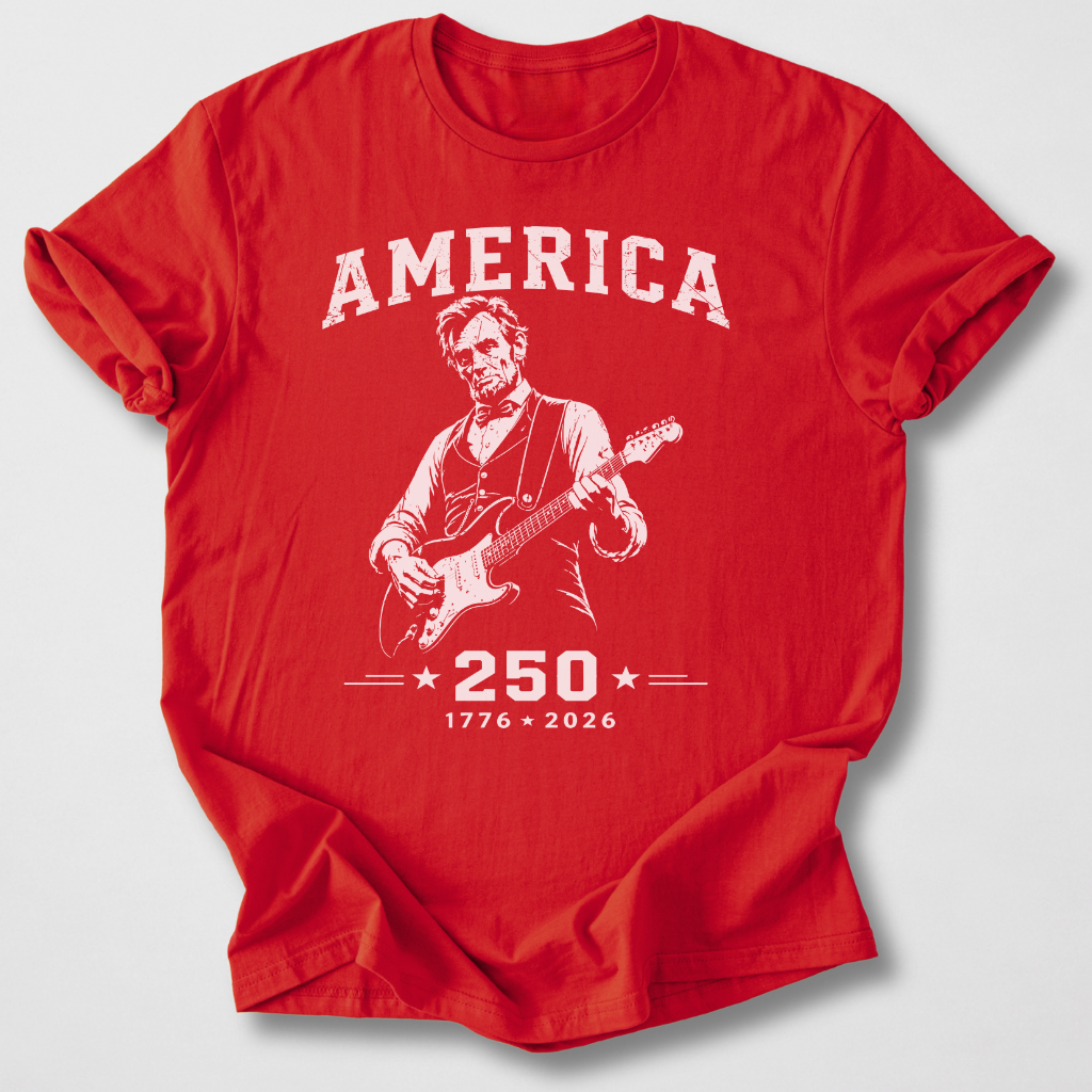 Lincoln Rocks America Guitar T-Shirt