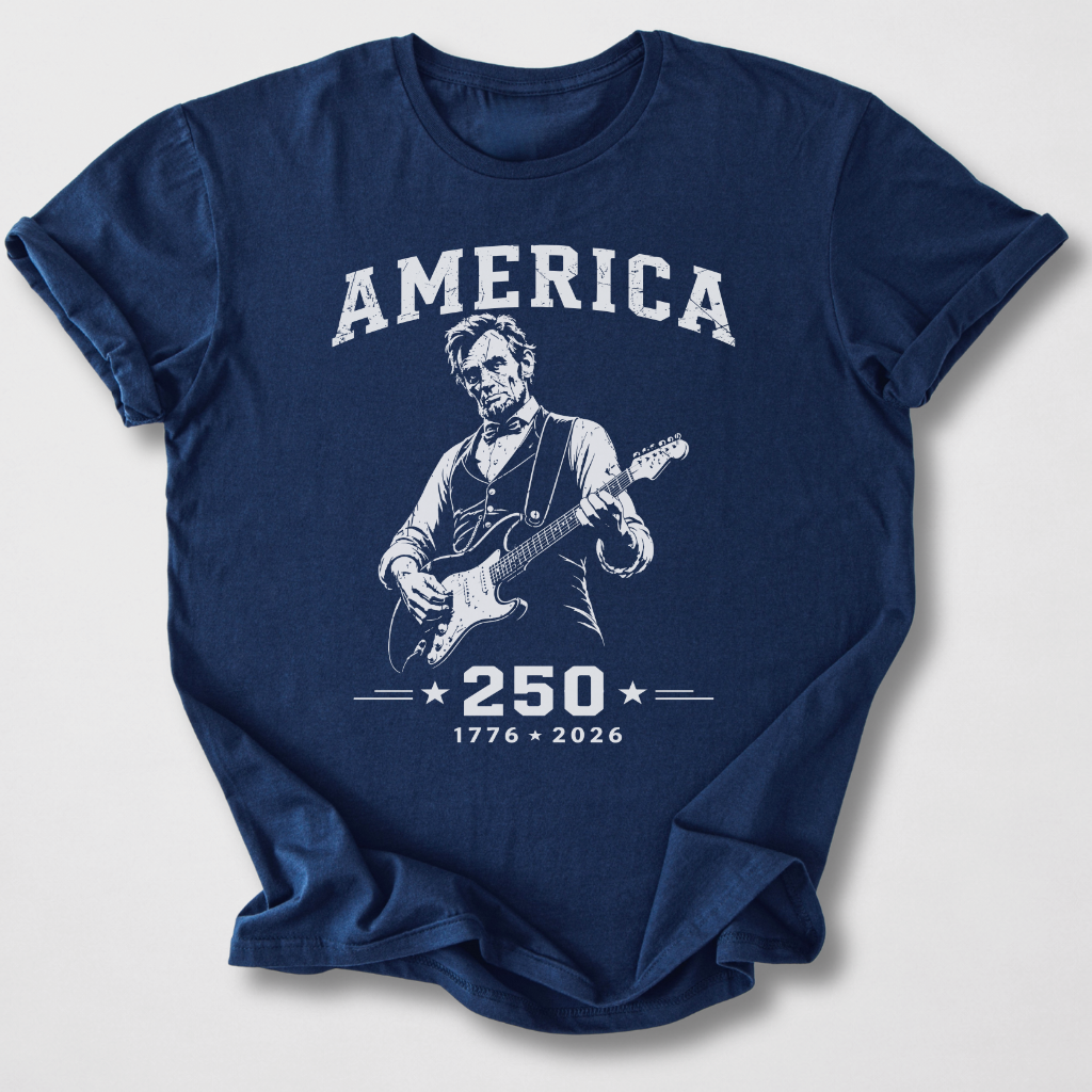 Lincoln Rocks America Guitar T-Shirt