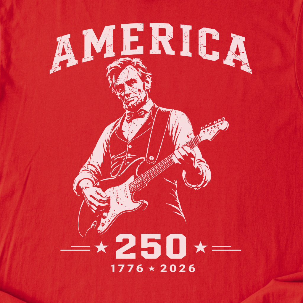 Lincoln Rocks America Guitar T-Shirt