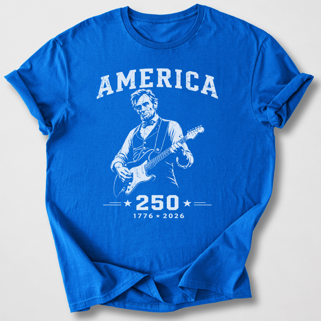 Lincoln Rocks America Guitar T-Shirt