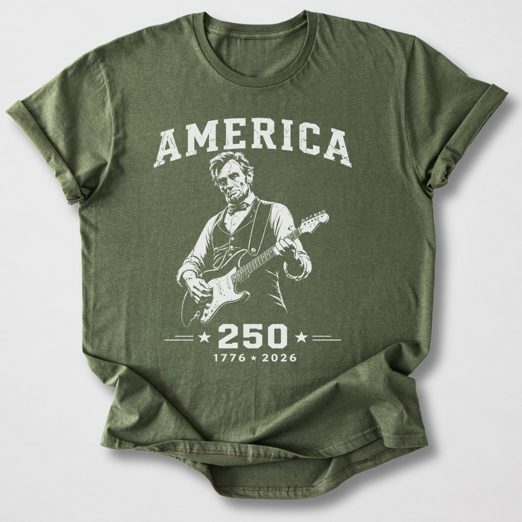 Lincoln Rocks America Guitar T-Shirt